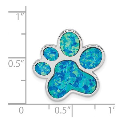 Sterling Silver Lab-Created Opal Paw Print Slide Pendant – view 5