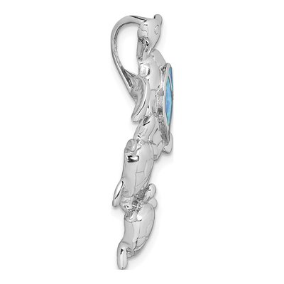 Sterling Silver Lab-Created Opal Sea Turtle Slide Pendant – view 3