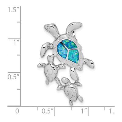 Sterling Silver Lab-Created Opal Sea Turtle Slide Pendant – view 5