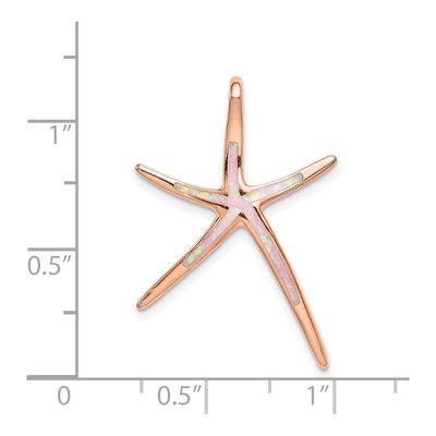 Rose Gold-Plated Sterling Silver Lab-Created Opal Starfish Slide Pendant – view 5