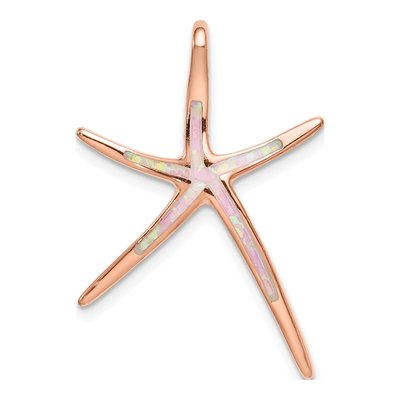 Rose Gold-Plated Sterling Silver Lab-Created Opal Starfish Slide Pendant