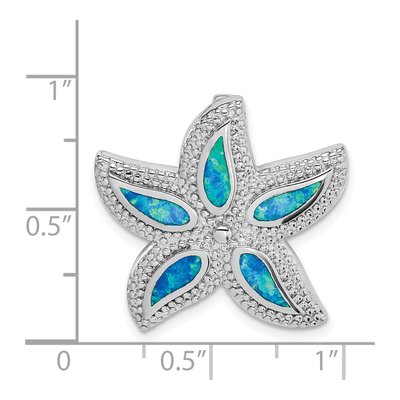 Sterling Silver Lab-Created Opal Starfish Slide Pendant – view 5