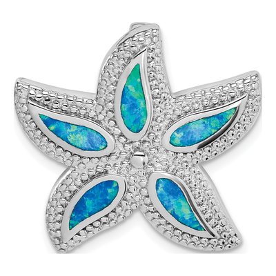 Sterling Silver Lab-Created Opal Starfish Slide Pendant
