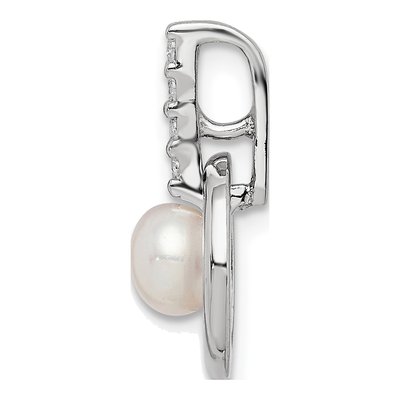 Sterling Silver Freshwater Cultured Pearl & CZ Circle Slide Pendant – view 3