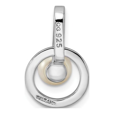 Sterling Silver Freshwater Cultured Pearl & CZ Circle Slide Pendant – view 4