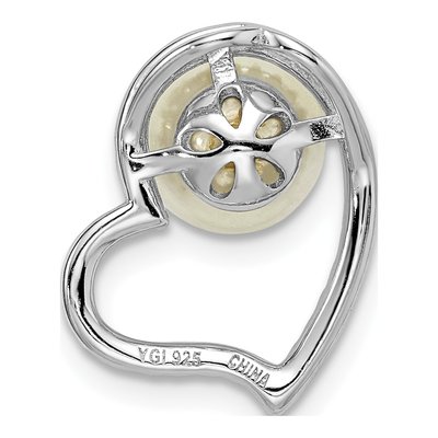 Sterling Silver Freshwater Cultured Pearl & CZ Heart Shell Slide Pendant – view 4