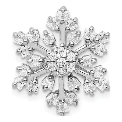 Sterling Silver CZ Snowflake Slide Pendant