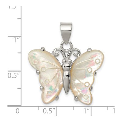 Sterling Silver Shell Butterfly Pendant – view 3