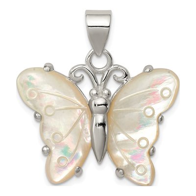Sterling Silver Shell Butterfly Pendant