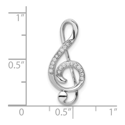 Sterling Silver CZ Treble Clef Music Slide Pendant – view 5