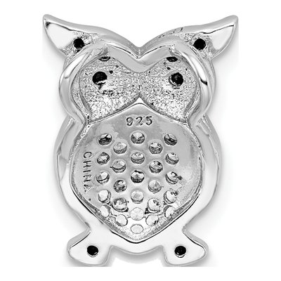 Sterling Silver CZ Owl Slide Pendant – view 4