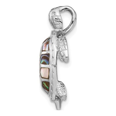 Sterling Silver Abalone Textured Turtle Slide Pendant – view 3