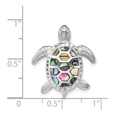 Sterling Silver Abalone Textured Turtle Slide Pendant – view 4