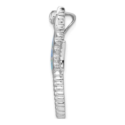 Sterling Silver Lab-Created Opal & CZ Seahorse Slide Pendant – view 3