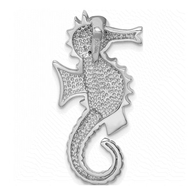 Sterling Silver Lab-Created Opal & CZ Seahorse Slide Pendant – view 4