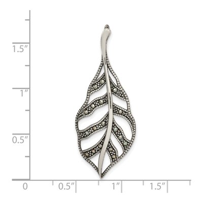 Sterling Silver Marcasite Leaf Slide Pendant – view 5