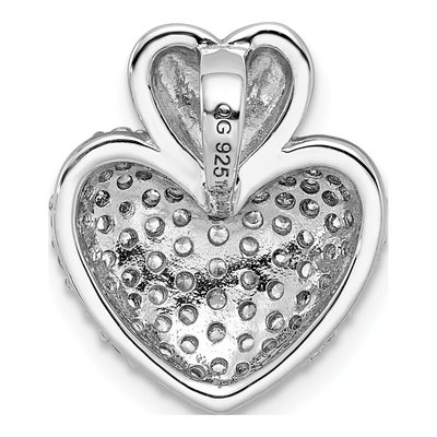 Sterling Silver CZ Double Heart Slide Pendant – view 4