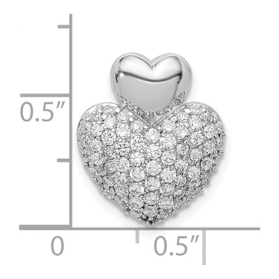 Sterling Silver CZ Double Heart Slide Pendant – view 5