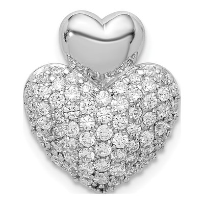 Sterling Silver CZ Double Heart Slide Pendant
