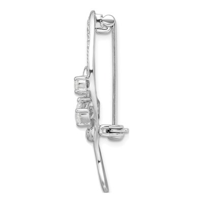 Sterling Silver CZ Leaf Pin – view 3