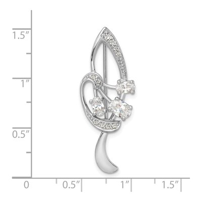 Sterling Silver CZ Leaf Pin – view 4