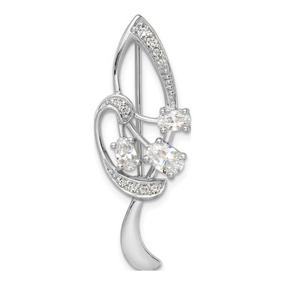 Sterling Silver CZ Leaf Pin