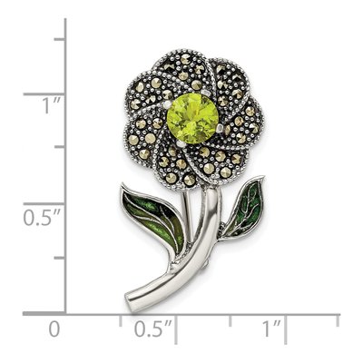 Sterling Silver Marcasite Flower Pin – view 4