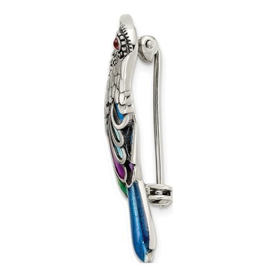 Sterling Silver Marcasite & Garnet Bird Brooch – view 3