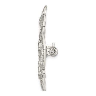 Sterling Silver CZ Filigree Floral Brooch Pin – view 3