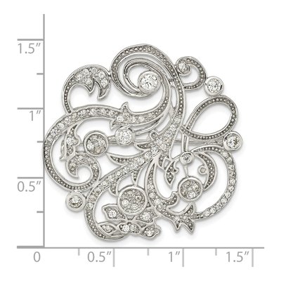 Sterling Silver CZ Filigree Floral Brooch Pin – view 4