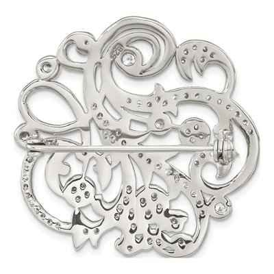 Sterling Silver CZ Filigree Floral Brooch Pin – view 5