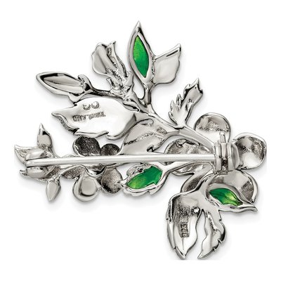 Sterling Silver Marcasite Pearl Floral Brooch Pin – view 5