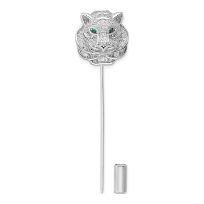 Sterling Silver CZ Tiger Pin