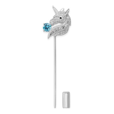 Sterling Silver CZ Unicorn Pin
