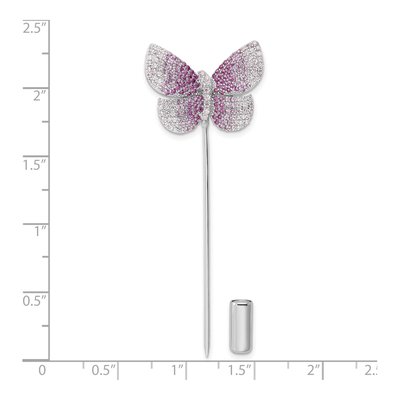 Sterling Silver Pink CZ Butterfly Pin – view 4