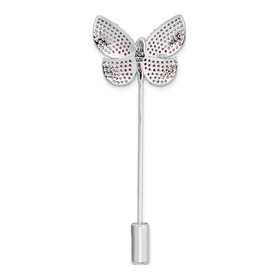 Sterling Silver Pink CZ Butterfly Pin – view 5