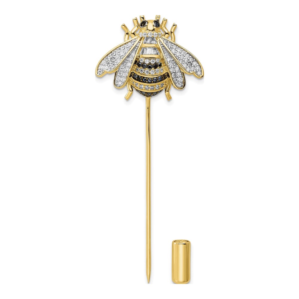 Sterling Silver CZ Bumblebee Pin