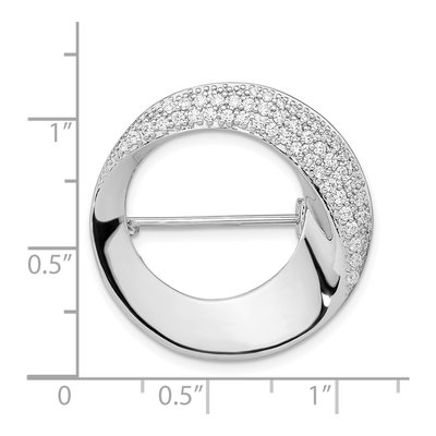 Sterling Silver CZ Circle Pin Brooch – view 4