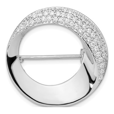 Sterling Silver CZ Circle Pin Brooch