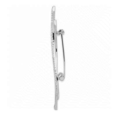 Sterling Silver CZ Curved Brooch Pin – view 3
