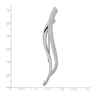 Sterling Silver CZ Curved Brooch Pin – view 4
