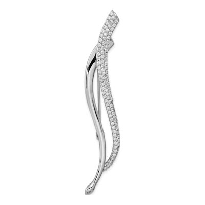 Sterling Silver CZ Curved Brooch Pin
