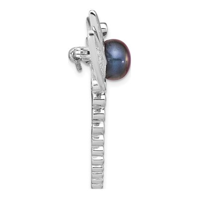 Sterling Silver Black Pearl & CZ Dragonfly Brooch – view 2