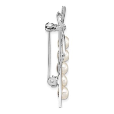 Sterling Silver Freshwater Pearl Button Brooch – view 2