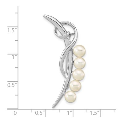 Sterling Silver Freshwater Pearl Button Brooch – view 3