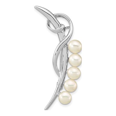 Sterling Silver Freshwater Pearl Button Brooch