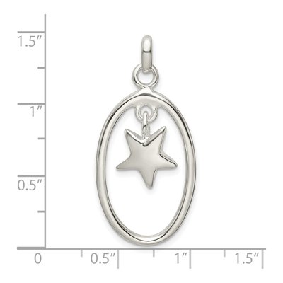 Sterling Silver Oval Dangle Star Pendant – view 4