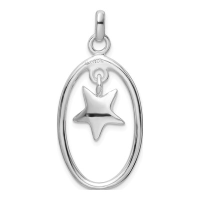 Sterling Silver Oval Dangle Star Pendant – view 5