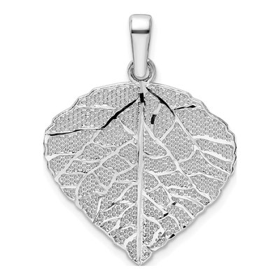 Sterling Silver Diamond-Cut Small Leaf Pendant
