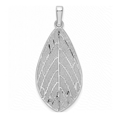 Sterling Silver Diamond-Cut Leaf Pendant